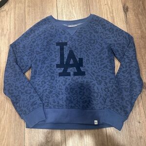 '47 brand Los Angeles Dodgers blue leopard print crewneck sweatshirt SIZE SMALL